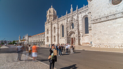 Obraz premium Hieronymites Monastery located in the Belem district of Lisbon timelapse hyperlapse, Portugal.