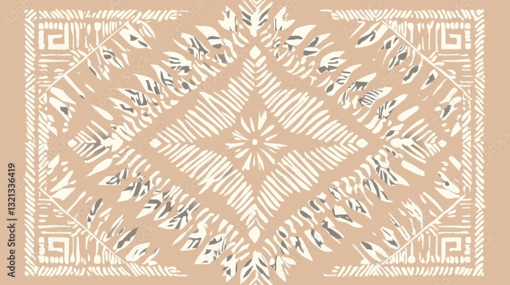 Fototapete square-shaped pattern with a beige background. the pattern is made up of a repeating geometric desig