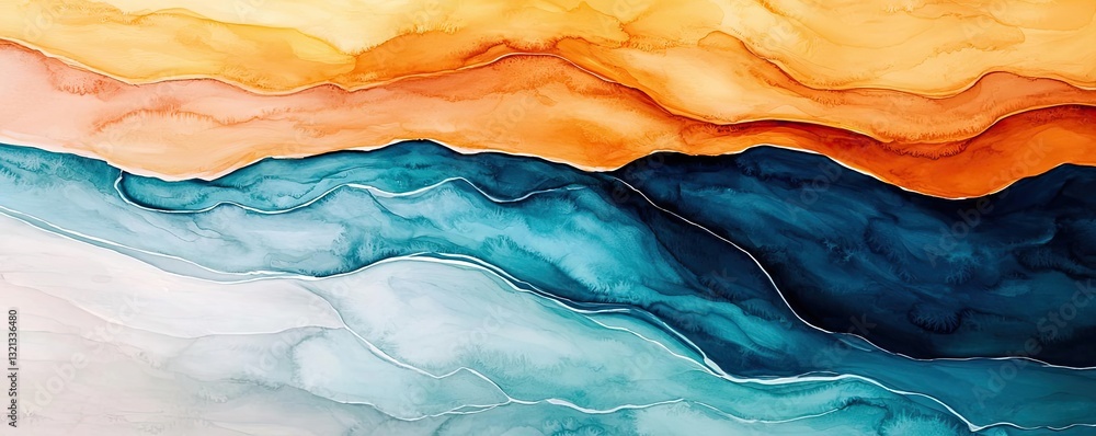 Poster aerial landscape abstract background idea. fluid abstract design with vibrant colors blending harmon