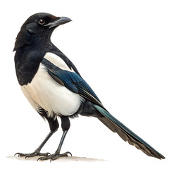 black magpie on white background