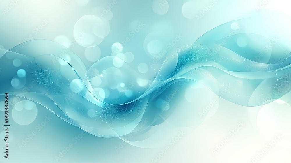Aufkleber abstract teal waves on soft light background. possible use wallpaper, website background