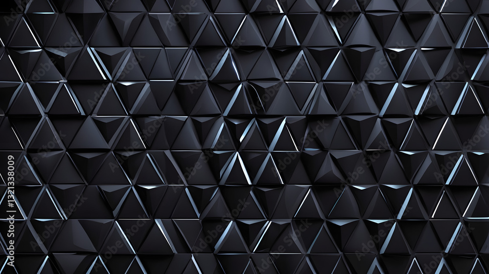 Poster abstract geometric pattern: a close-up of a sleek, modern surface covered with repeating, three-dime