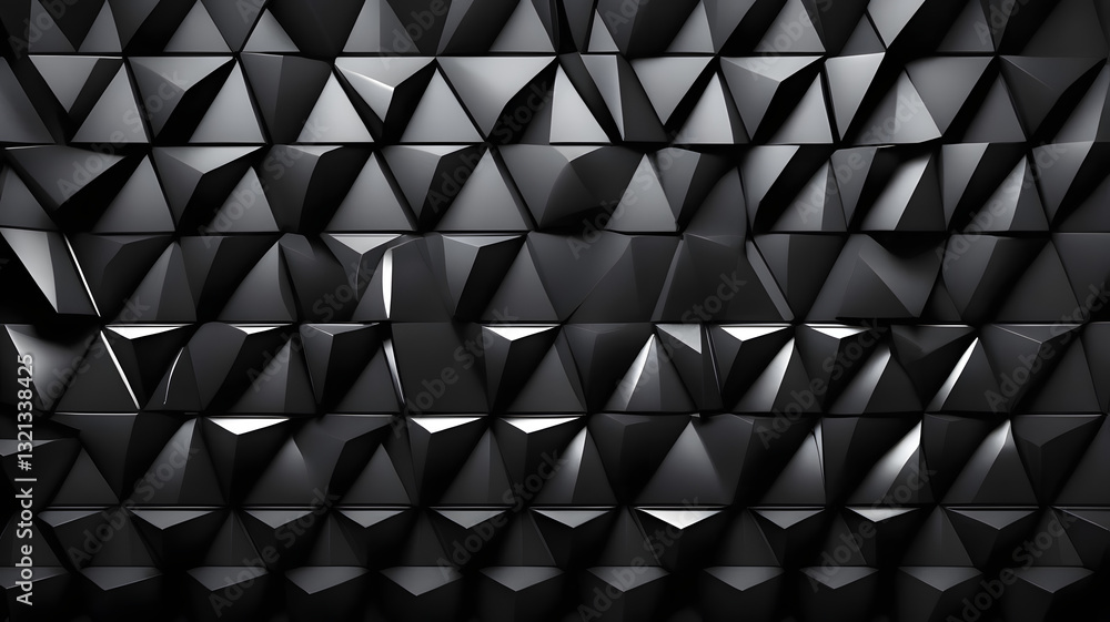 Poster geometric abstract wall: a mesmerizing display of a structured wall composed of countless dark trian