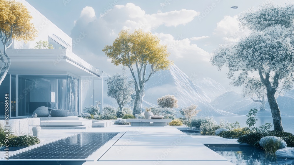 Poster smart home of the future, powered by solar energy, with an ai-driven automation system for seamless 