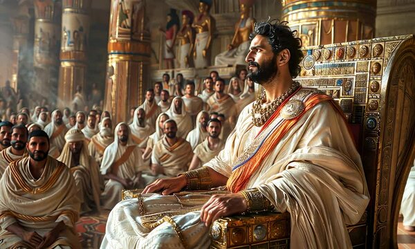 Nobel man of ancient Babylonia in temple