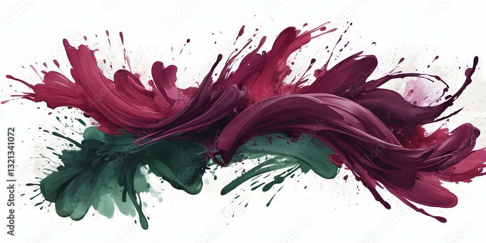 Poster splash of color: an abstract and vibrant composition of bold and expressive splashes of red and gree