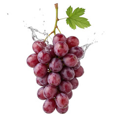 Fototapeta premium Fresh bunch of dark red grapes, vibrant and juicy fruit, perfect for healthy snacks or adding to desserts, with copy-space for text Isolated on white background or PNG