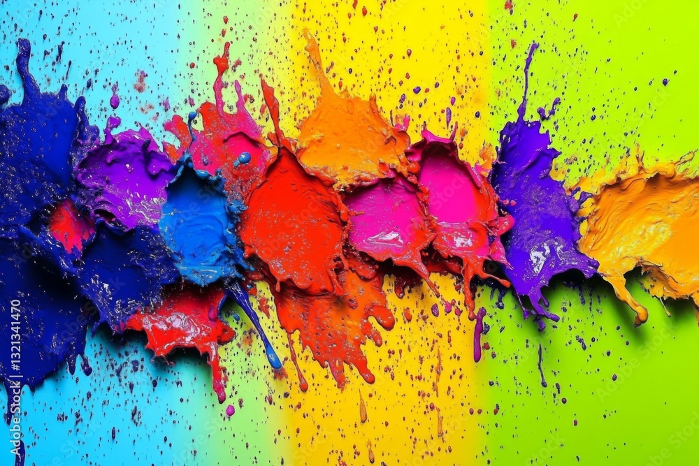 Aufkleber dynamic abstract digital art vivid splash of colors in chaotic arrangement on gradient background