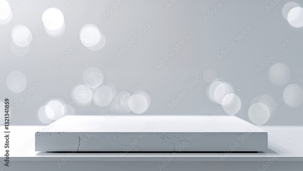 Poster minimalist display atop a sleek white surface with soft ambient lighting in a modern setting