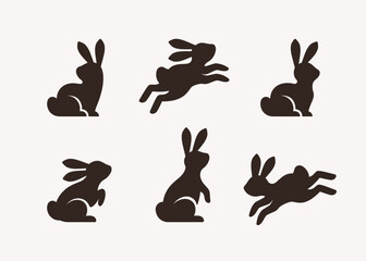 Easter Bunny Isolated Vector Silhouettes