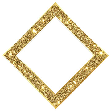 glittering gold diamond shaped frame with sparkling effect