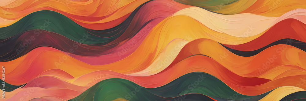 Poster abstract color waves: an artful composition of undulating color bands in vibrant hues, creating a dy