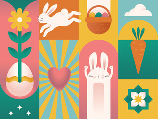 Modern Easter Geometric Seamless Pattern