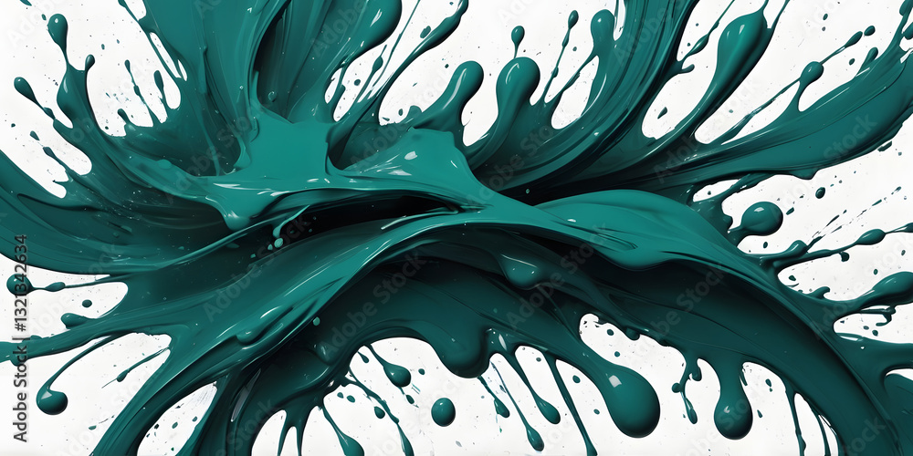 Poster teal paint splash: a vibrant and dynamic teal paint splash explodes outwards, creating a captivating