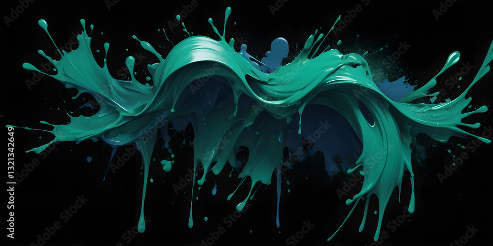 Aufkleber turquoise paint splatter: an expressive burst of turquoise paint in fluid motion, creating a dynamic