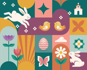Modern Easter Geometric Seamless Pattern