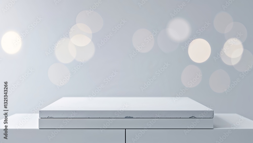 Poster minimalist display surface with a soft bokeh background for modern interior styling and artistic pre