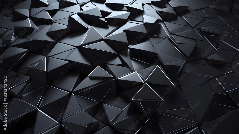 Poster geometric harmony: an abstract, futuristic composition of interconnected triangular shapes creates a