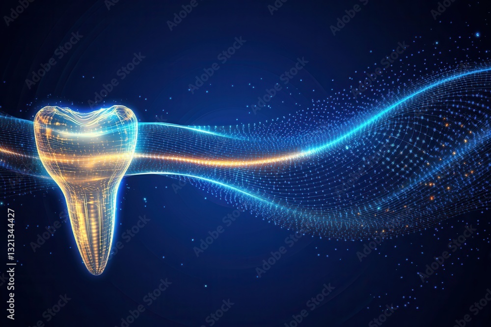Poster dynamic abstract background illustrating glowing golden waves that express the healing and strength 