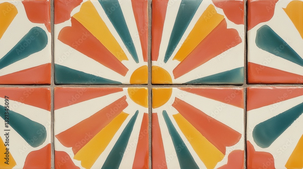 Aufkleber close-up of a square tile with a repeating pattern. the tiles are arranged in a grid-like manner, wi
