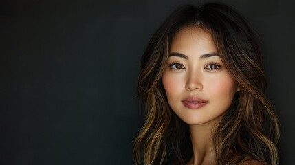 Fototapeta premium A woman with long brown hair and a tan face