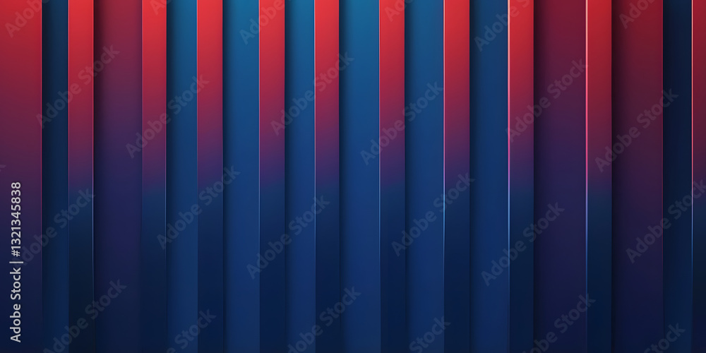 Poster crimson and cobalt gradient stripes: an abstract image featuring vertical stripes that transition se