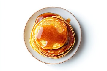 Food photography a Caramel pancakes top view isolated on a white