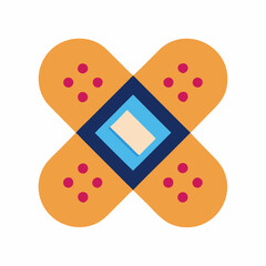 Crossed Bandage Icon - Flat Vector Medical Illustration