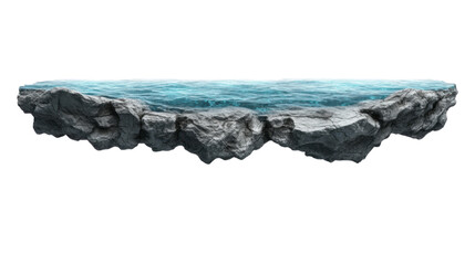 a floating platform with jagged rock edges isolated on white background