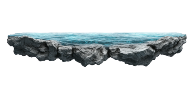 a floating platform with jagged rock edges isolated on white background
