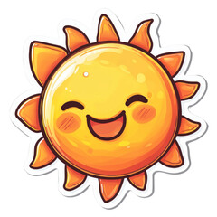 A cartoon sun with a smiling face and a happy expression