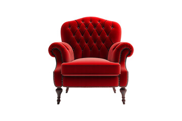 A red chair Isolated on White and Transparent Background PNG Image.