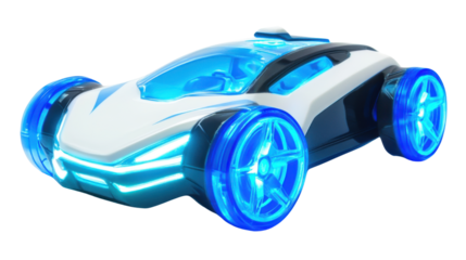 a futuristic car featuring isolated on hite background
