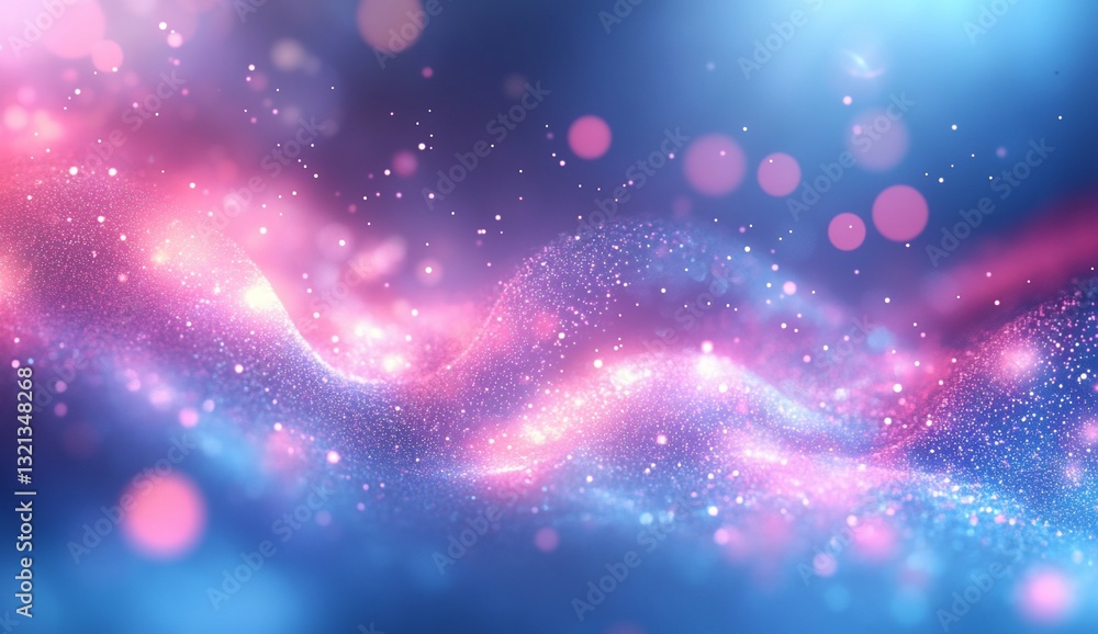 Poster abstract colorful glowing particles wave flow for design background usage
