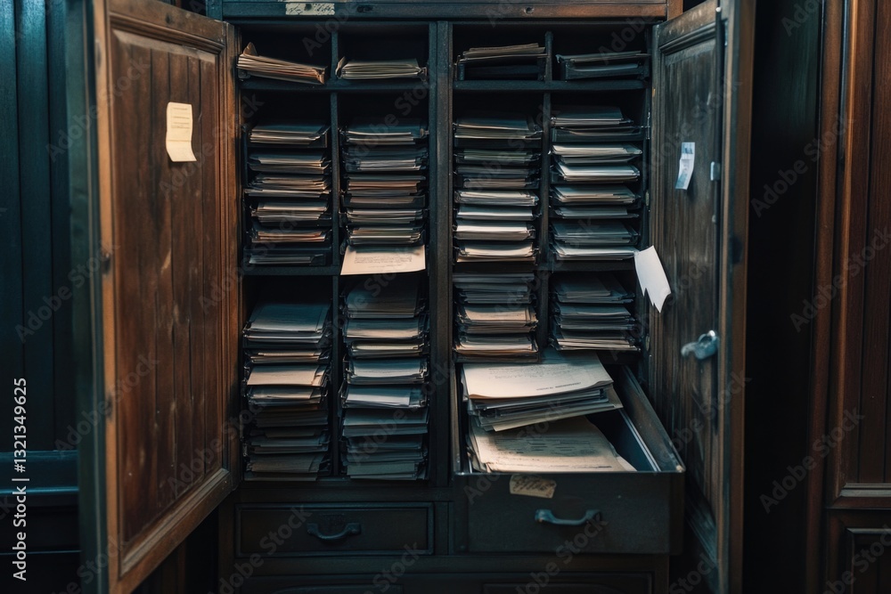 Poster a cluttered office space with many files and papers