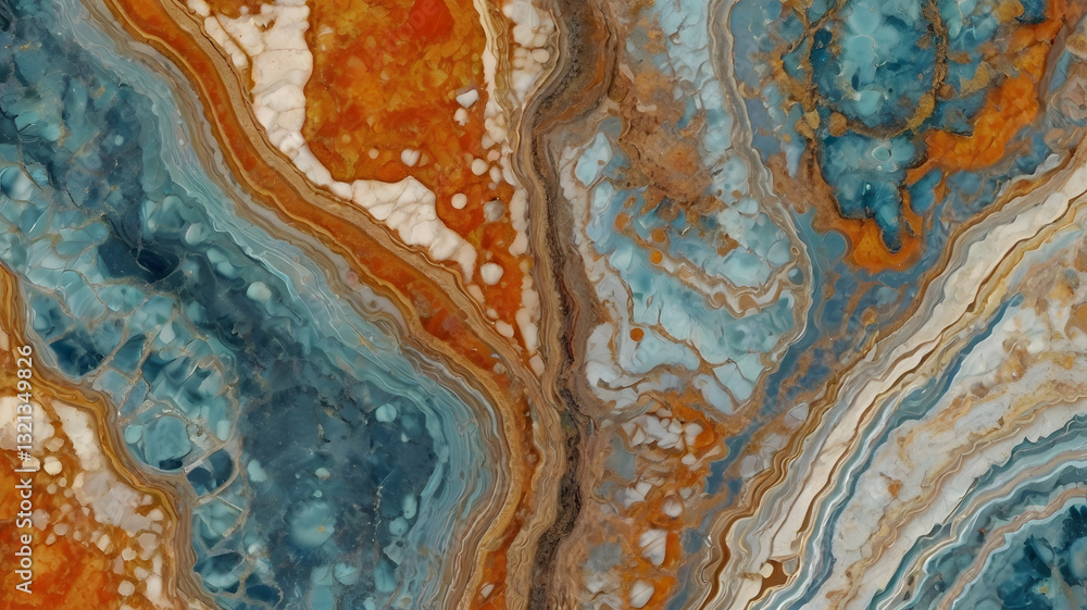 Poster abstract agate texture: an exquisite macro view showcases the intricate patterns and rich colors of 
