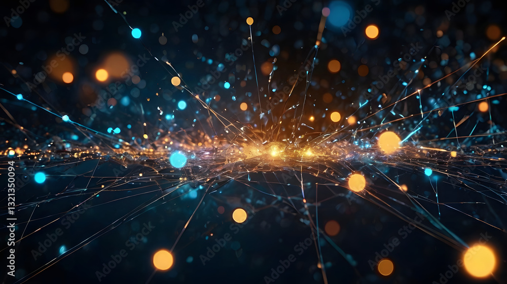 Poster digital network: a dynamic illustration showcases the interconnectedness of digital networks, with g