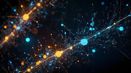 Illuminating Connections: A vibrant display of interconnected nodes and pathways glows in a digital abstraction of networking and data flow