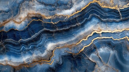 Fototapeta premium Blue and gold marble texture background