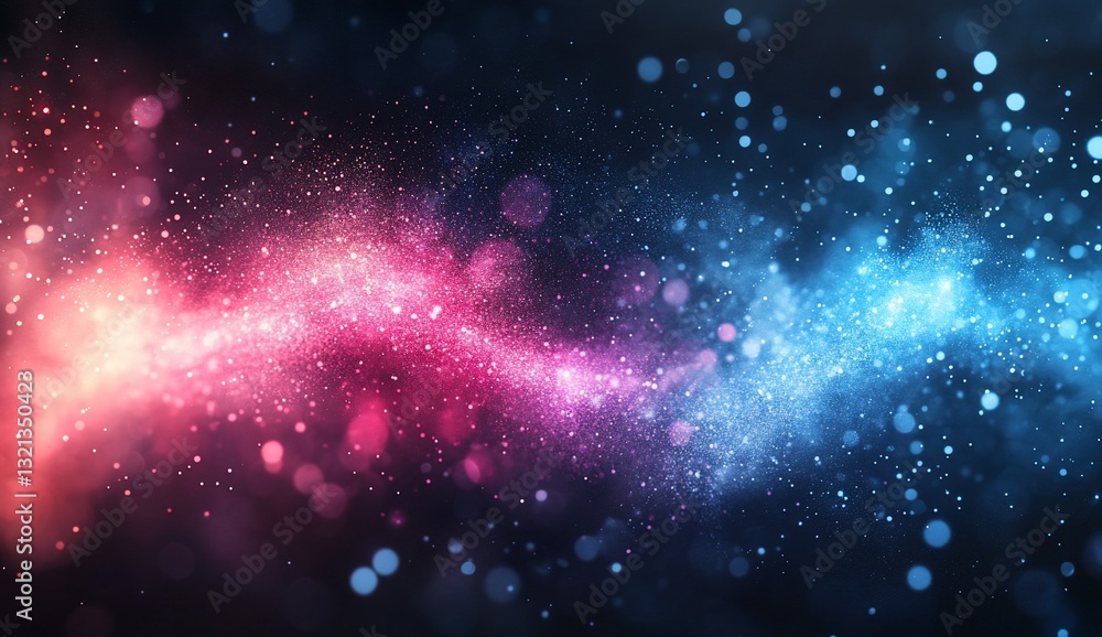 Poster colorful particle explosion. abstract illustration for science or technology project