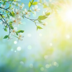 Obraz premium Spring blossoms, sunny day, nature background, website banner