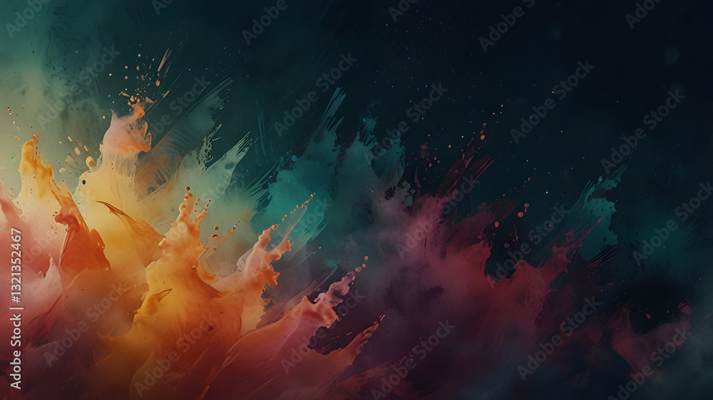 Poster explosive color swirl: a mesmerizing display of vivid paint explosions swirling together, creating a