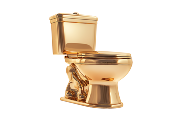 Bathroom commode made with gold Isolated on Transparent Background PNG Image.