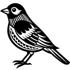 Obraz premium Vector illustration of a bird on a branch with black silhouette and feathers