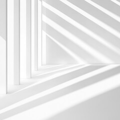 Obraz premium Sunlit minimalist white room interior; architectural design; background for product display