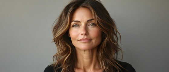 A woman with long brown hair and a smile on her face