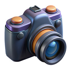 A Sleek, Futuristic Camera Ready To Capture Stunning Memories With Smooth Curves And A Vibrant, Deep Blue-purple Hue Isolated on Transparent Background