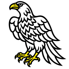 Fototapeta premium Cartoon eagle illustration with wings and beak flying in the sky