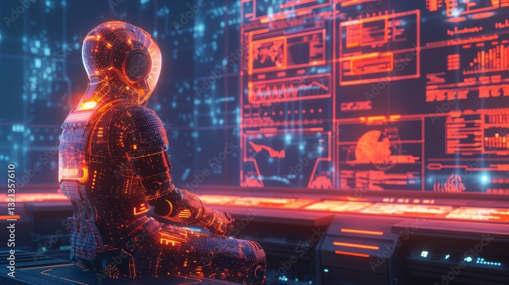 Poster holographic ai in a virtual judiciary trial setting demonstrating augmented reality applications in 