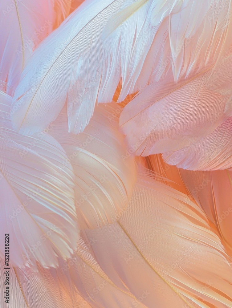 Poster close-up of a group of pink and white feathers. the feathers are arranged in a way that they are ove